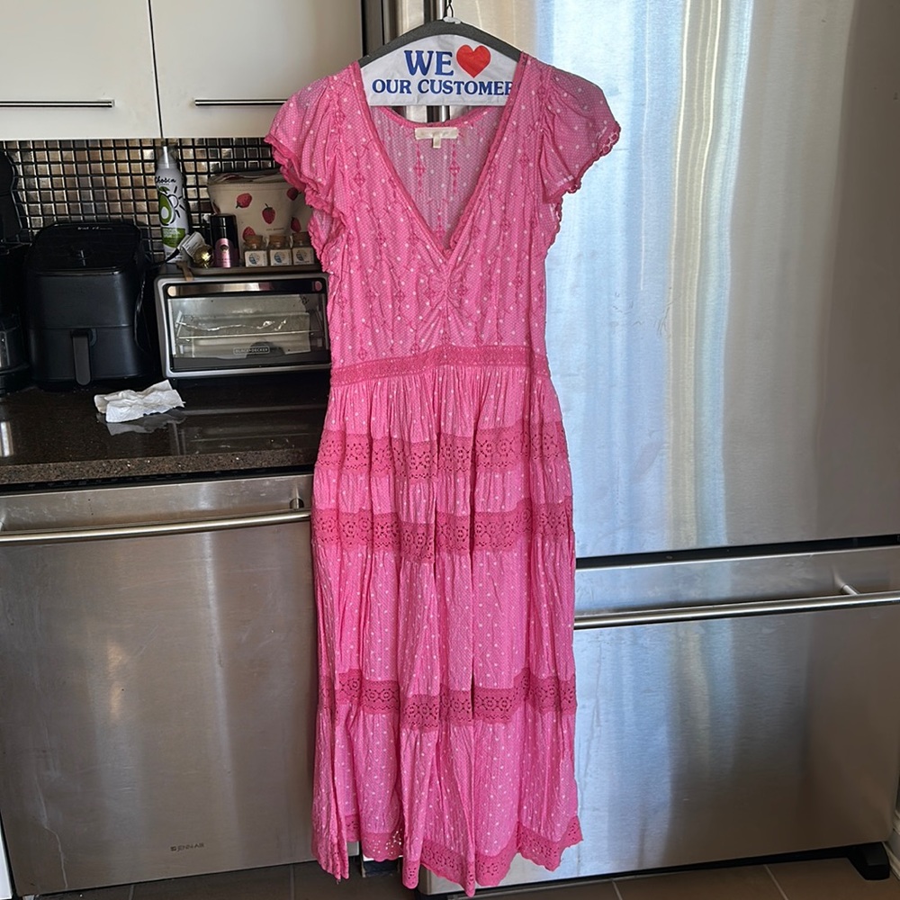 LoveshackFancy Hot Pink Maxi Dress